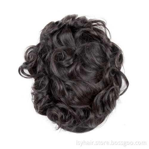 100% Human Hair Toupee For Men With Poly Around,  lace base hair replacement system